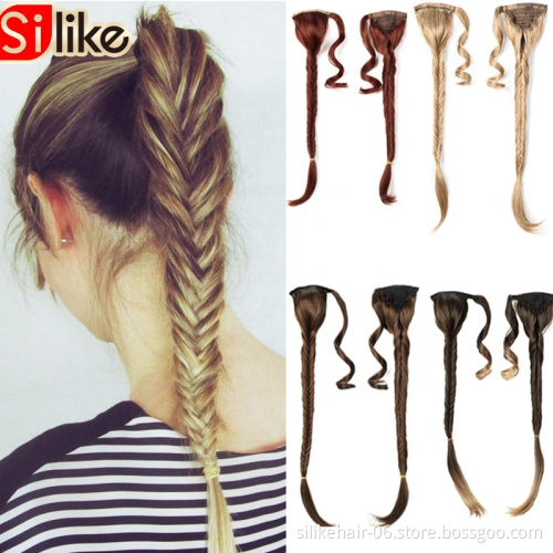24" Long Fishtail Braids Claw Jaw Clip In Plait Fishtail Ponytail synthetic hair ponytails ponytail hair extensions ponytail